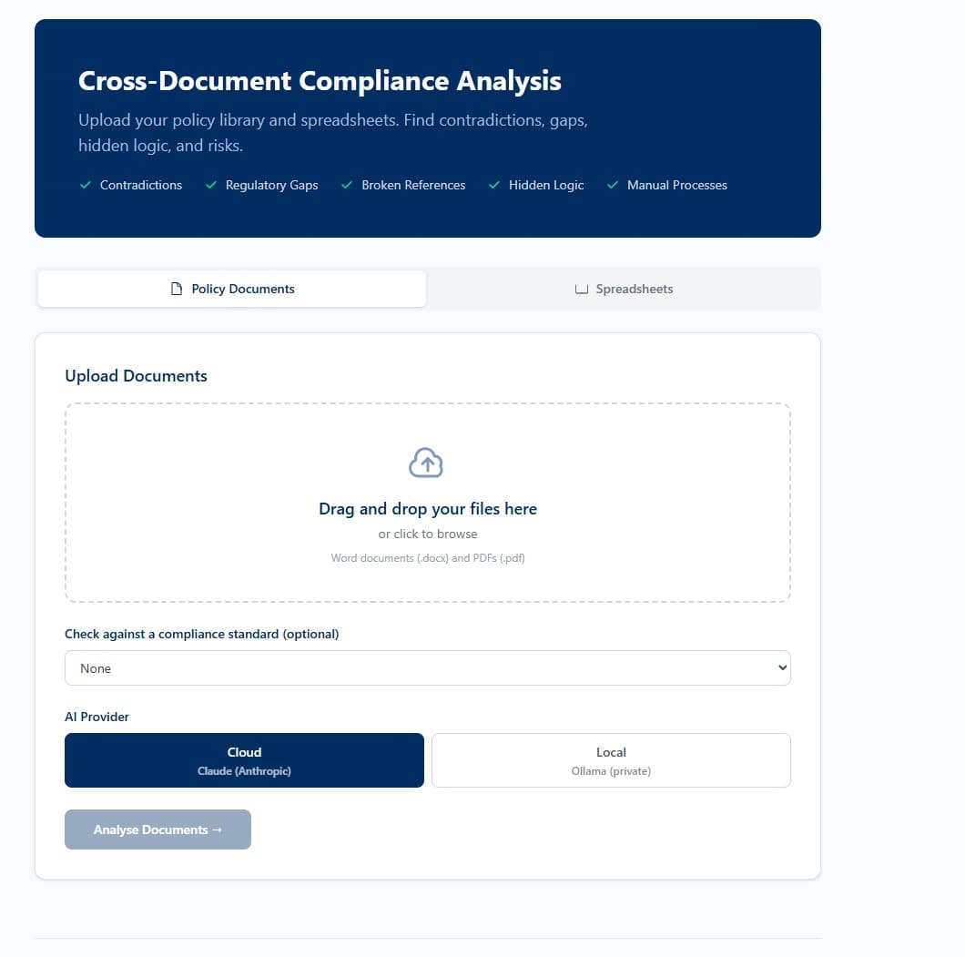 Cross-Document Compliance Analysis screenshot